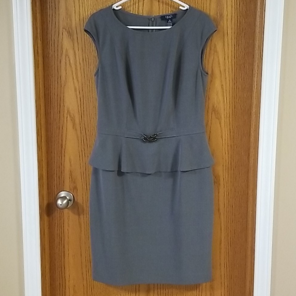 CHAPS gray fitted peplum dress Size 12